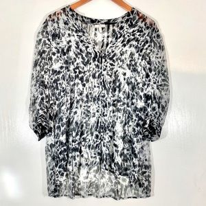 Joie Animal Leopard Print 100% Silk Blouse